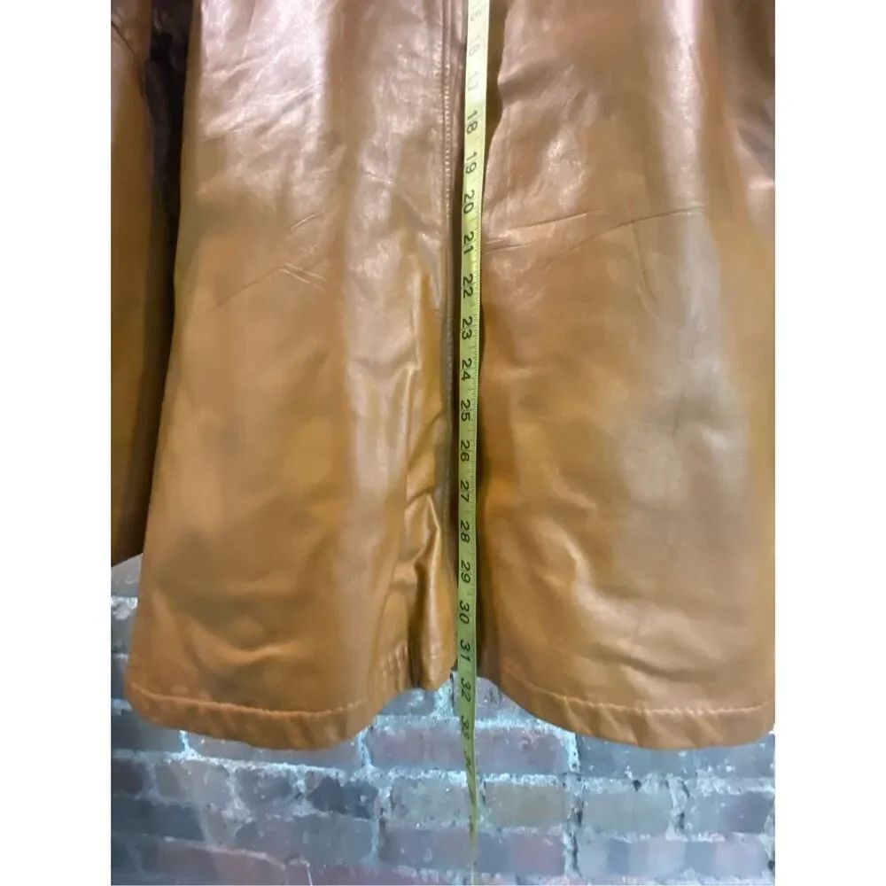 Genuine Leather Vintage 1970s Faux Fur Removable Liner Carmel Jacket • SIZE 40 - Picture 16 of 16